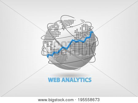 Web Analytics concept as vector illustration with global network