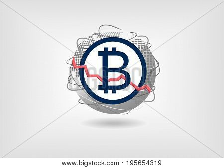 Bitcoin currency decline concept as vector illustration