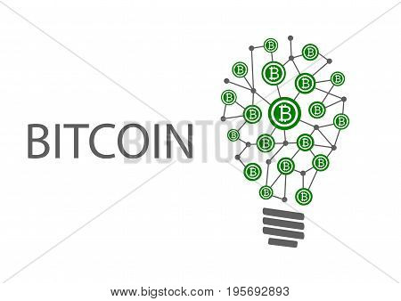 Bitcoin vector illustration with light bulb and text