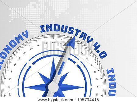 Compass needle pointing towards industry 4.0 text as concept for IOT