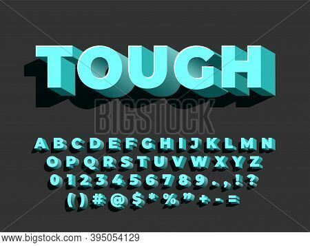 Bold 3d Font. Strong Typography, Retro Style Alphabet. Letters Numbers With Shadow, Entertainment Ty