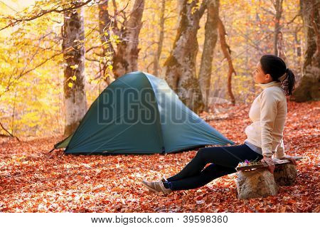 Girl In The Autumn Forest