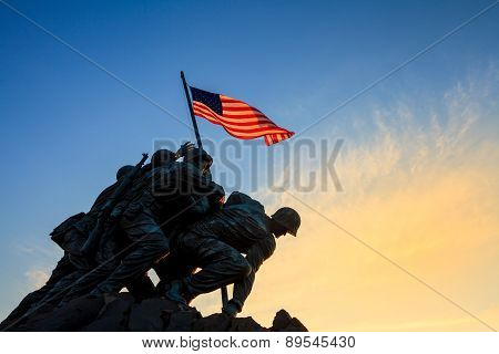 Iwo Jima Memorial Washington Dc Usa At Sunrise