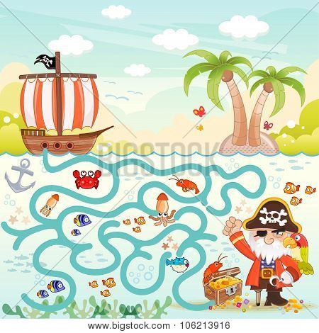 Pirates and treasure box maze game for children