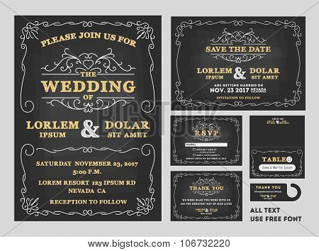 Vintage Chalkboard Wedding Invitations Design