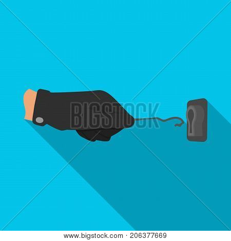 Lockpick in the hand of the criminal. Latchkey, thief tool, crime single icon in flat style vector symbol stock illustration .