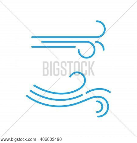 Wind Line Icon Breeze Air Logo. Wind Fart Blow Vector Icon Symbol Motion Design