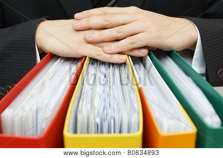 Concept Of Paperwork,accounting, Administration Businessman Holding Documentation