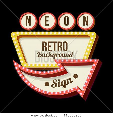 Night retro sign with lights