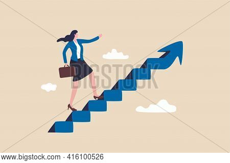 Career Success For Woman Or Female Leadership, Goal Achievement And Business Challenge Or Gender Equ