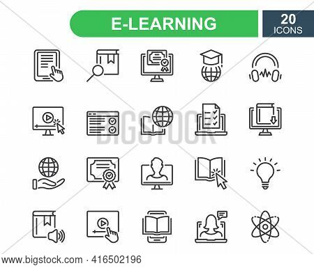 E-learning, Online And Distance Education Line Icon. Online Training, Webinar, Education, Course, El