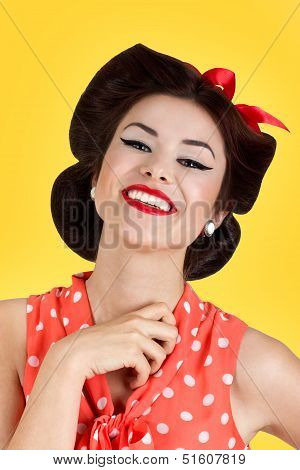 Smiling Pin Up Brunette Woman