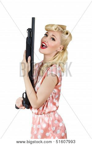 Pin P Girl Holding A Gun