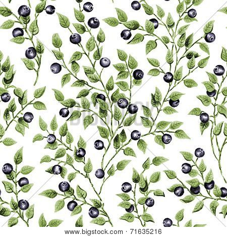 Illustration of seamless pattern with blueberry