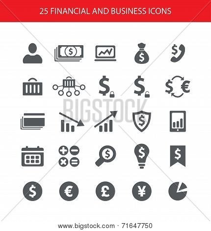 Set of financial and business icons