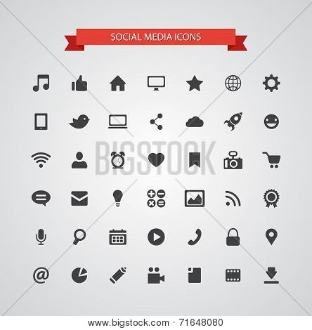 Set of modern flat design social media icons