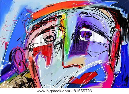 abstract digital painting of human face