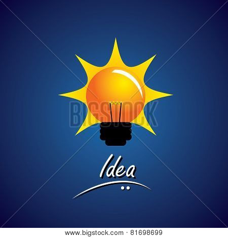 Concept Vector Of Bulb Glowing Bright With Smart Ideas.