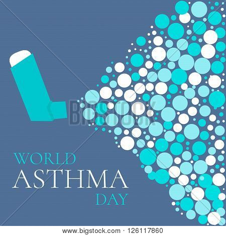 World Asthma Day concept with a spray inhaler. Bronchial asthma awareness sign. National asthma day. Asthma solidarity day. Vector illustration.