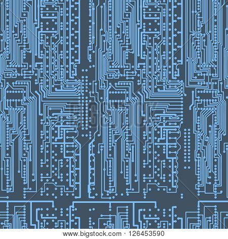 Electronic circuit board. Tileable seamless repeating vector background. Continuous pattern left, right, up and down