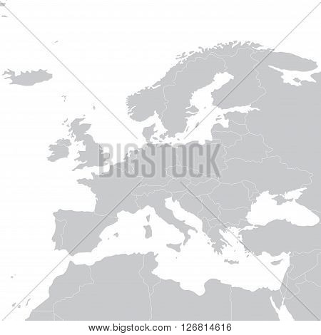 Grey political map of Europe. Europe map vector illustration. Political Europe map.