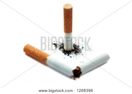 Broken Cigarette. Focus On Ash