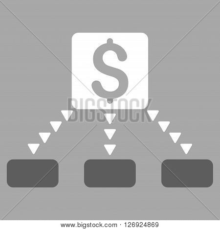 Cashout Scheme vector icon. Cashout Scheme icon symbol. Cashout Scheme icon image. Cashout Scheme icon picture. Cashout Scheme pictogram. Flat dark gray and white cashout scheme icon.