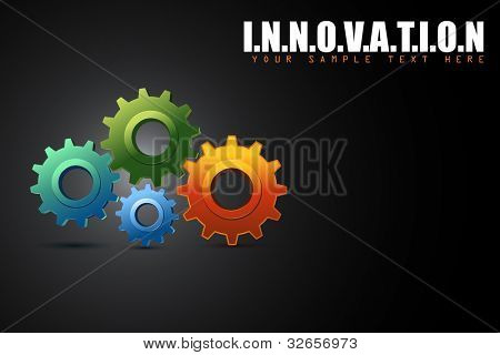 illustration of colorful cogwheel in innovation concept background