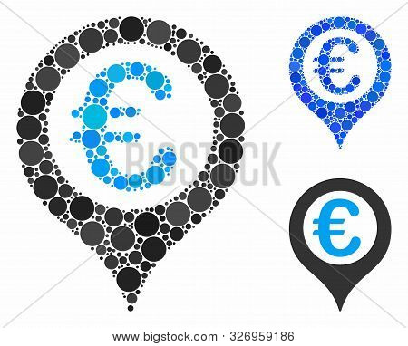 Euro Geotargeting Composition Of Filled Circles In Various Sizes And Color Tinges, Based On Euro Geo