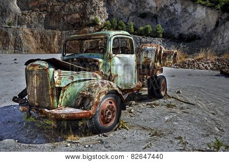 Rusty vintage broken car