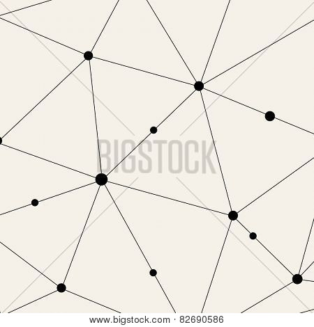 Vector Modern Pattern. Black Techno Texture. Geometric Pattern Background. Rhombus, Triangles and Circles in Nodes. Abstract Ornament for Business Design.