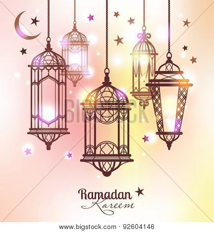 Ramadan Kareem. Islamic Background. Lamps For Ramadan