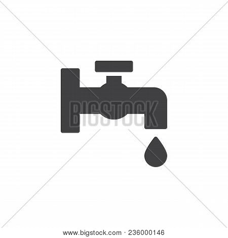 Faucet With Water Drop Vector Icon. Filled Flat Sign For Mobile Concept And Web Design. Tap Water St