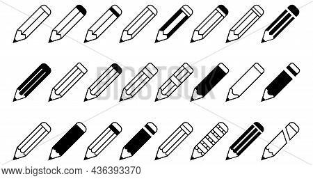 Pencil Icon Set, Pencil Vector For Graphic Design, Logo, Web Site, Social Media, Mobile App, Ui Illu