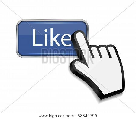 Mouse hand cursor on like button vector illustration