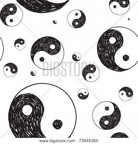 black in yan doodle pattern