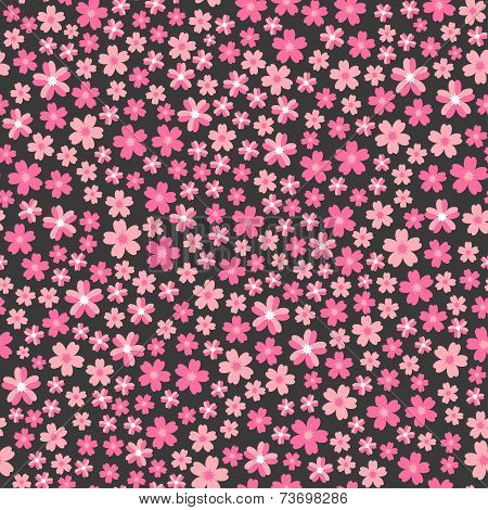 Illustration of flat design seamless pattern with pink flowers