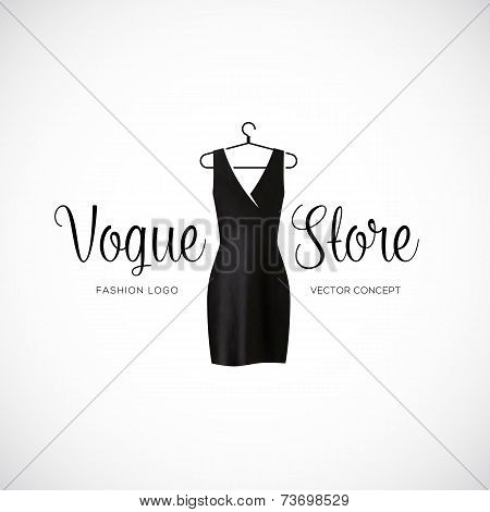 Fashion Vogue Store Logo Template With Black Dress