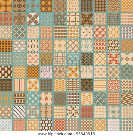 100 Retro Set Of Different Vector Geometric Seamless Patterns