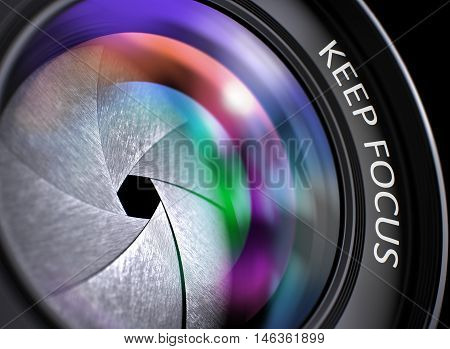 Keep Focus on Professional Photo Lens. Colorful Lens Flares. Keep Focus on Front of Lens. Colorful Lens Flares. Selective Focus with Shallow Depth of Field. 3D.