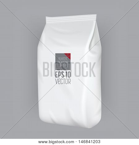 Isolated foil bag, blank food packaging. Foil bag for chips, coffee, sachet, cookies, sweet. Packaging mockup. Packaging template. Blank food packaging. 3d realistic food package. Vector packaging. Package for food. Packaging ready for design. Chips bag