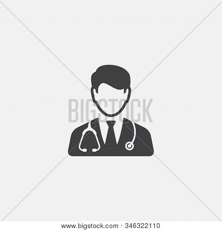 Doctor With Stethoscope Icon Design, Physician Doctor Flat Vector Icon For Apps And Websites, Doctor