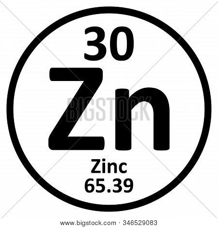 Periodic Table Element Zinc Icon On White Background. Vector Illustration.