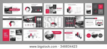 Red Abstract Presentation Slide Templates. Infographic Elements Template  Set For Web, Print, Annual