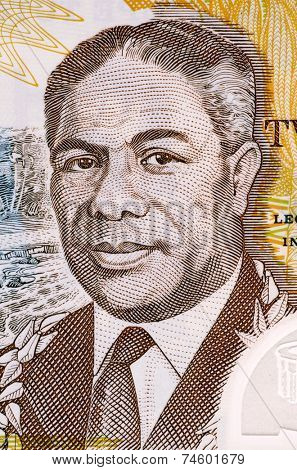 SAMOA - CIRCA 2003: Malietoa Tanumafili II (1913-2007) on 2 Lua Tala 2003 Banknote from Samoa. Samoan head of state during 1962-2007.