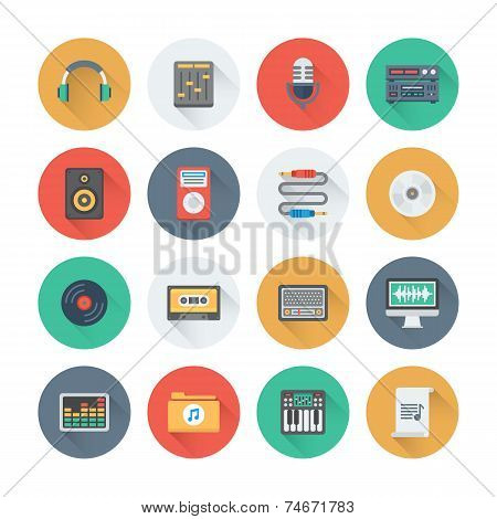 Pixel Perfect Sound Flat Icons Set