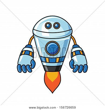 Robot on a white background.  Robot illustration. Robot vector. Robot poster. Robot Vector illustration