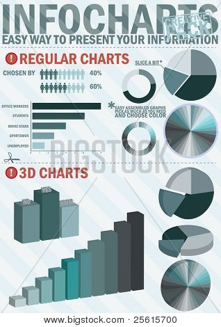 Infochart creative pack.Snadná montáž prvků pro prezentaci a graf