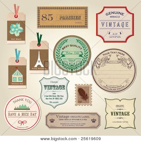 Illustratie Retro Label, Bookmarks, Tags voor Stickers - vectorillustratie