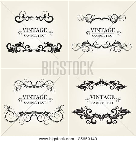 Set of vintage floral frame.  Element for design.